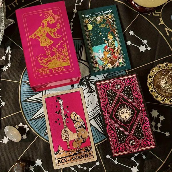 TAROT Gold foil ‘The Fool’ Red (Fucsia) Box - slika 5