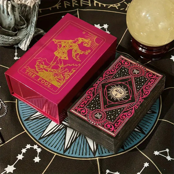 TAROT Gold foil ‘The Fool’ Red (Fucsia) Box