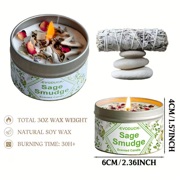 Sveča Sage#1 Beli Žajbelj za čistost - slika 11