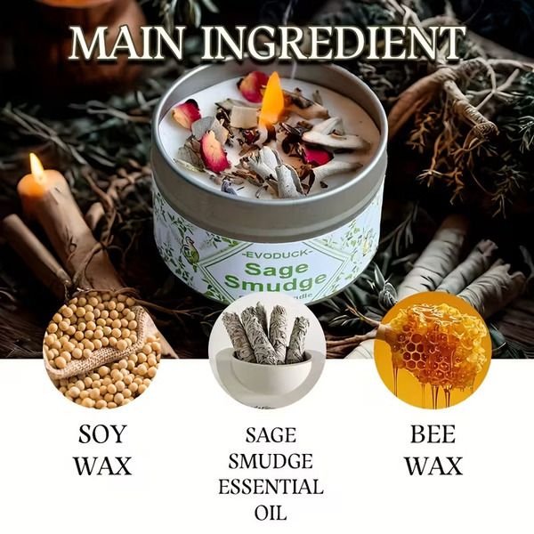 Sveča Sage#1 Beli Žajbelj za čistost - slika 4