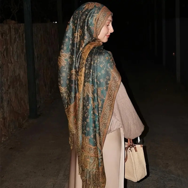 Ruta / Šal Parsley Turquoise Gold Scarf - slika 10