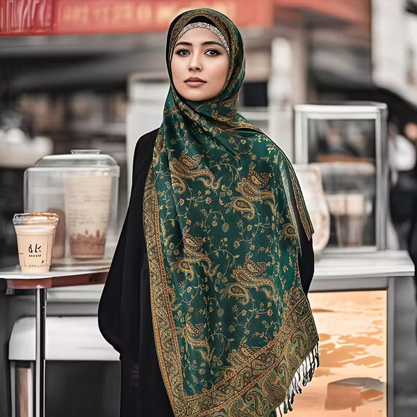 Ruta / Šal Parsley Turquoise Gold Scarf - slika 4